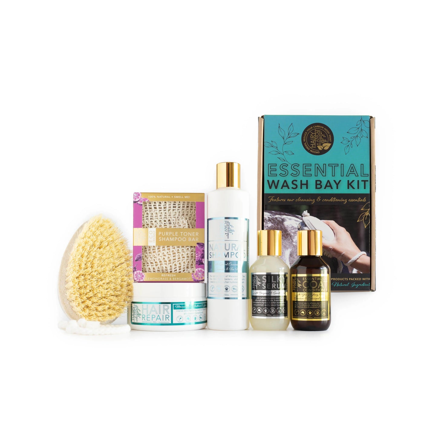 Kit Essentiel Lavage Cheval Hairy Pony – Shampooing, Brosse & Soins Naturels