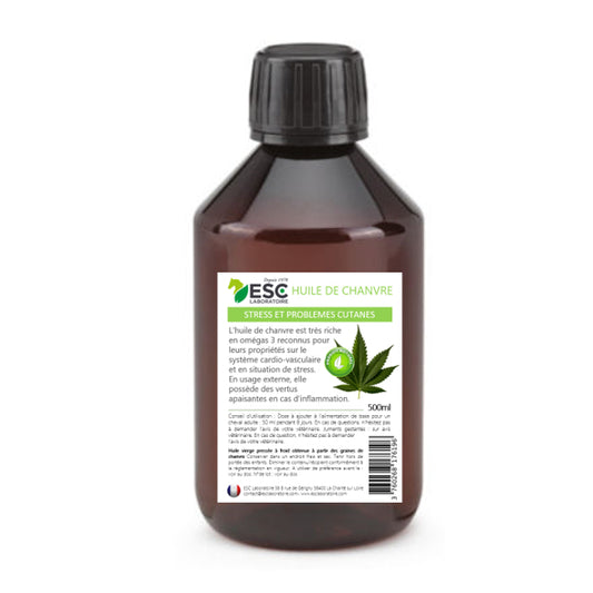 Huile de chanvre cheval – Stress, peau sensible & immunité - ESC