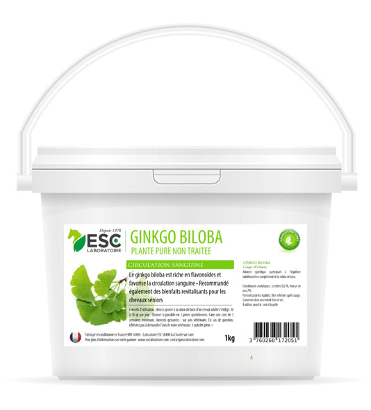 Ginkgo Biloba cheval – Plante pure pour circulation sanguine et bien-être du cheval senior – ESC Laboratoire