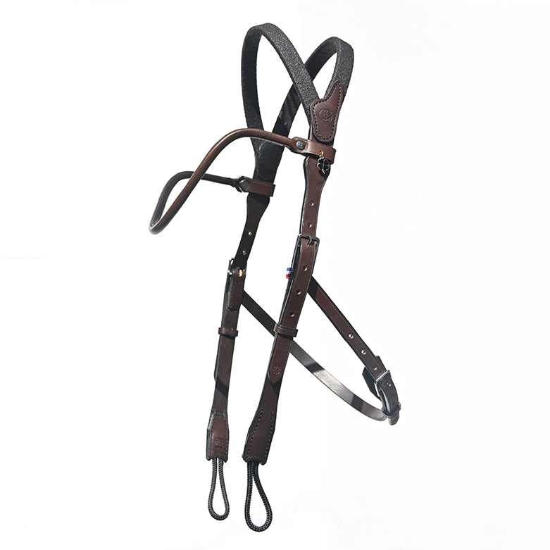 Bridon Évolution sans branches pour hackamore – Cuir classique IHWT
