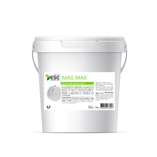 Mag Max cheval – Magnésium marin, Vitamine B6 et Taurine – Récupération et détente musculaire - ESC