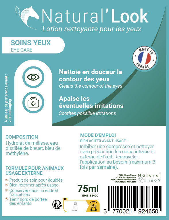 Natural'Look - Nettoyant yeux apaisant pour chevaux et poneys - Natural Innov