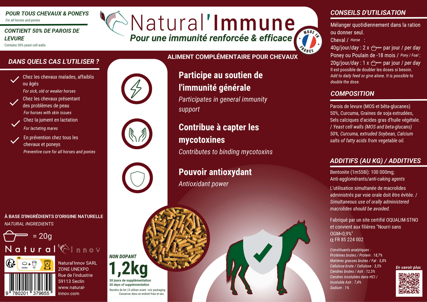 Natural'Immune Natural Innov – Complément Immunité Naturel en Granulés pour Chevaux