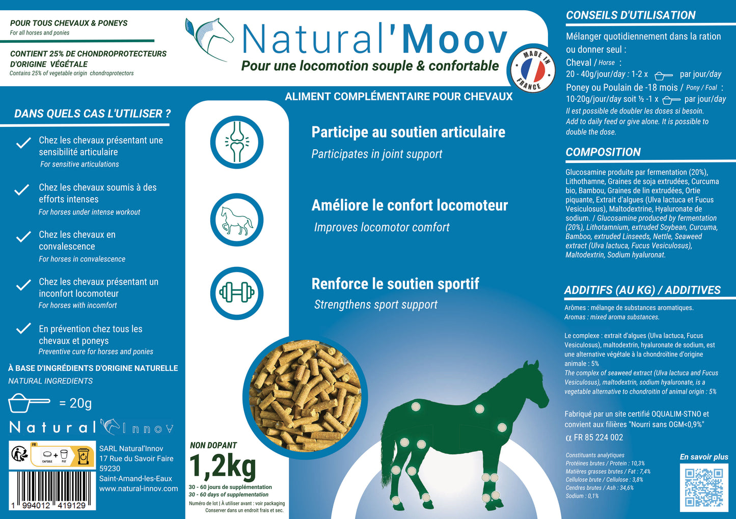 Natural'Moov Natural Innov – Complément Confort Articulaire en Granulés pour Chevaux