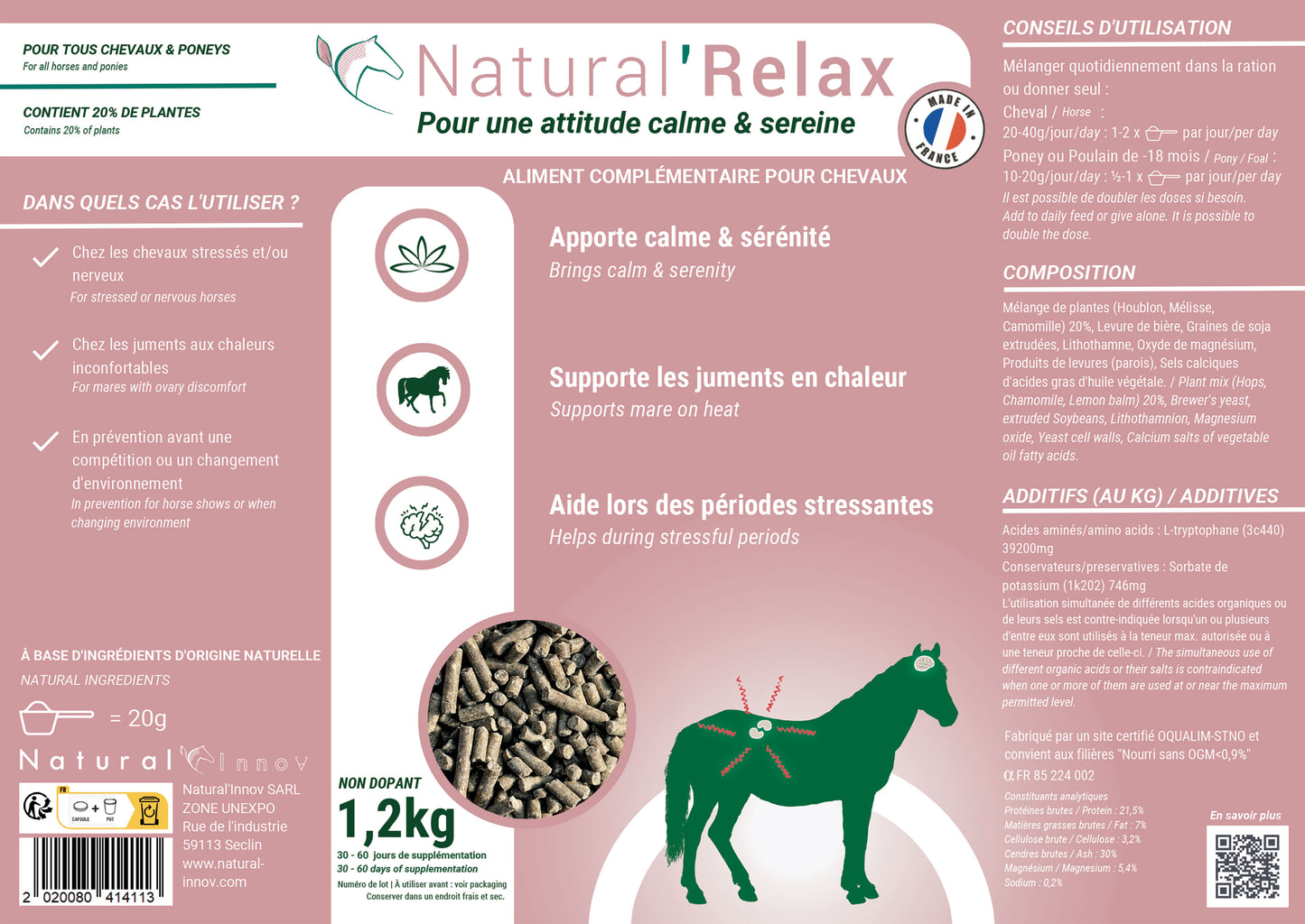 Natural’Relax Natural Innov – Complément Apaisant Cheval & Jument en Chaleur