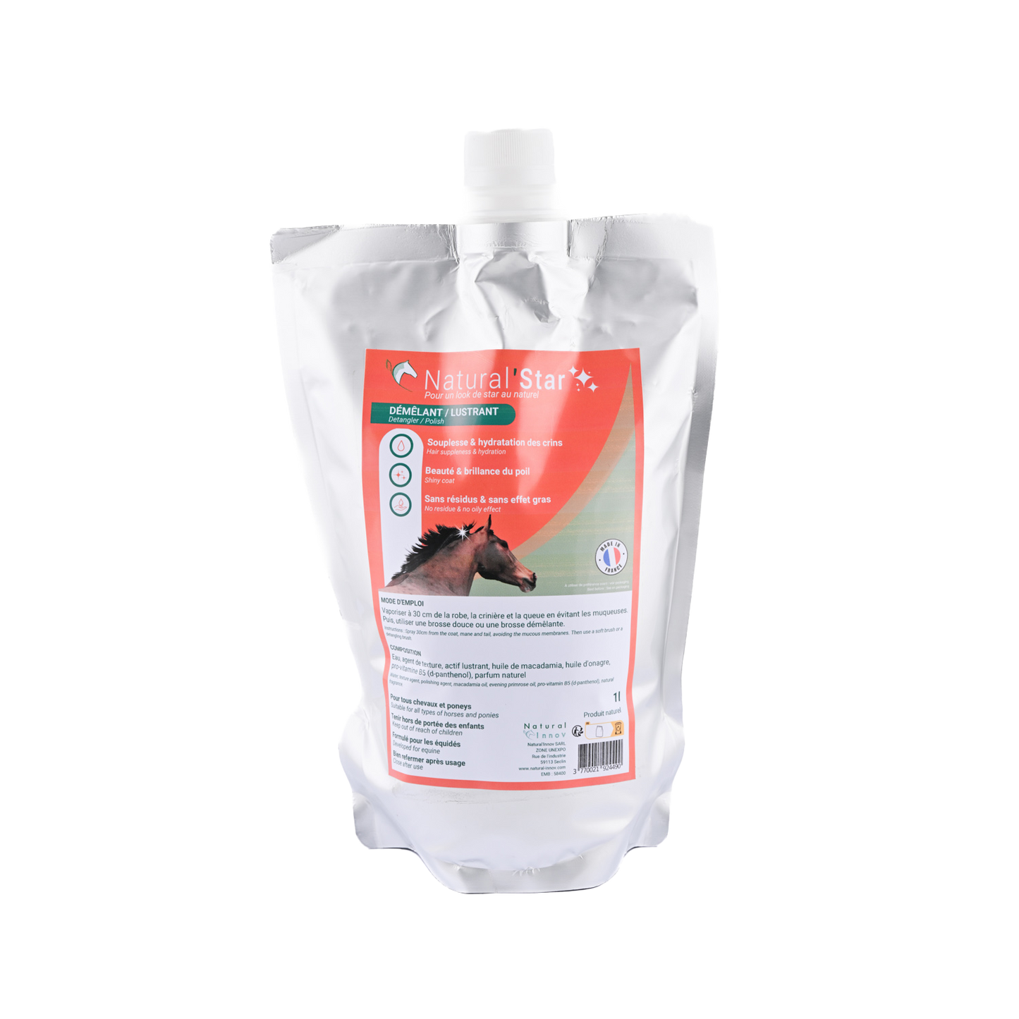 Natural’Star Natural Innov – Spray Démêlant et Lustrant Naturel pour Chevaux
