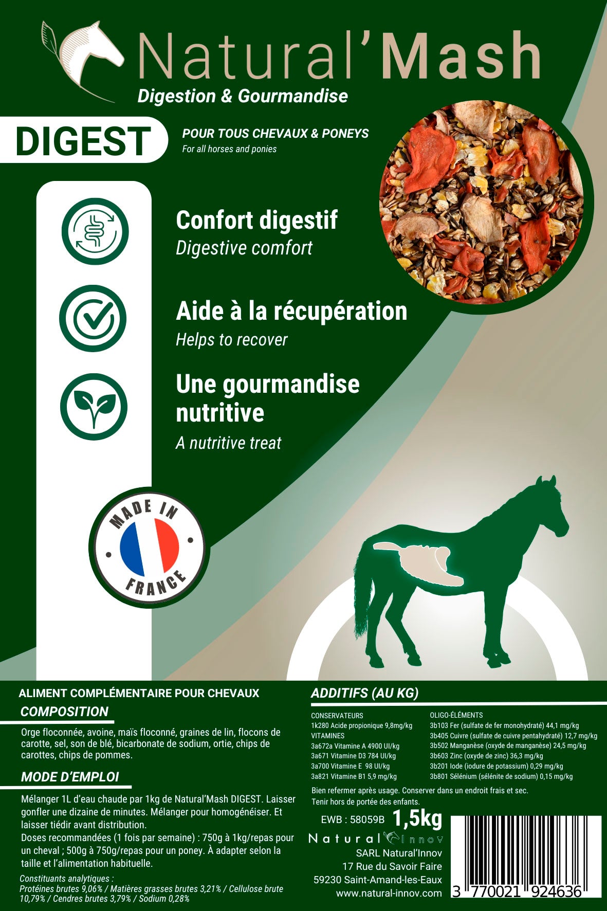 Natural'Mash Digest – Mash digestif naturel pour bien-être et récupération du cheval - Natural Innov