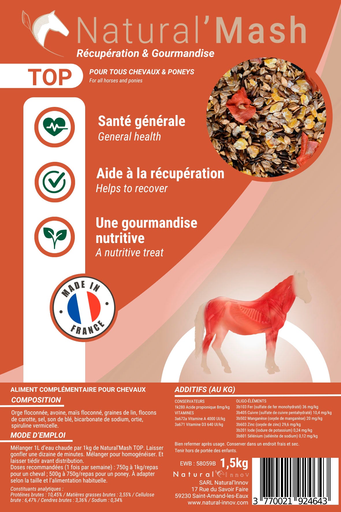 Natural'Mash Top – Mash naturel pour récupération et santé générale du cheval - Natural Innov