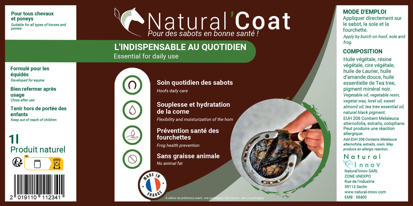 Natural’Coat Natural Innov – Onguent Noir Soin Sabots Cheval Haute Qualité