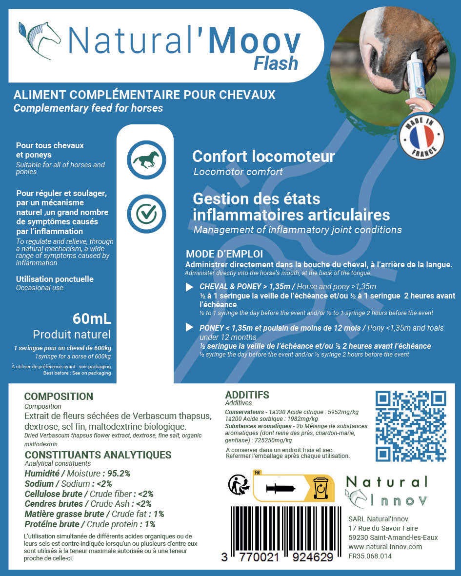 Natural’Moov FLASH Natural Innov – Complément Articulaire en Pâte pour Chevaux