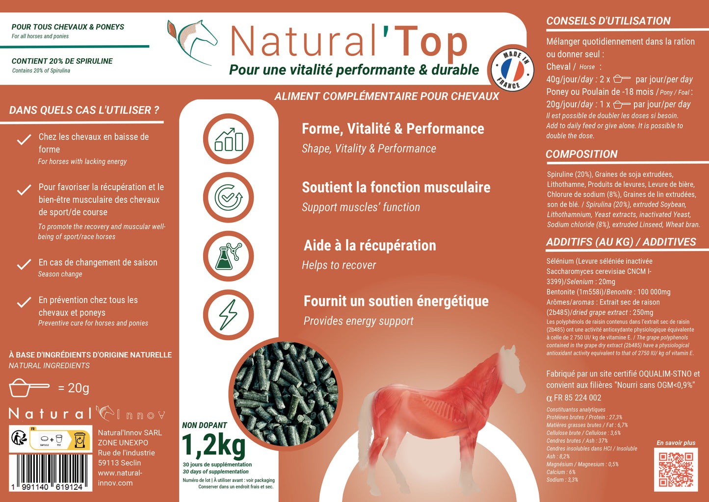 Natural’Top Natural Innov – Complément Cheval Vitalité & Prise Musculaire