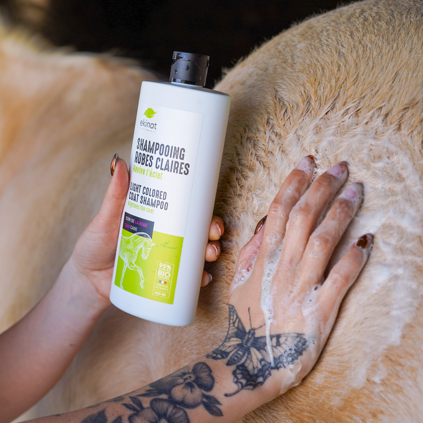 Shampoing robe claire cheval bio – Douceur et brillance – Ekinat