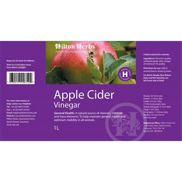 Vinaigre de cidre pour chevaux – Source naturelle de minéraux et oligoéléments - Hilton Herbs