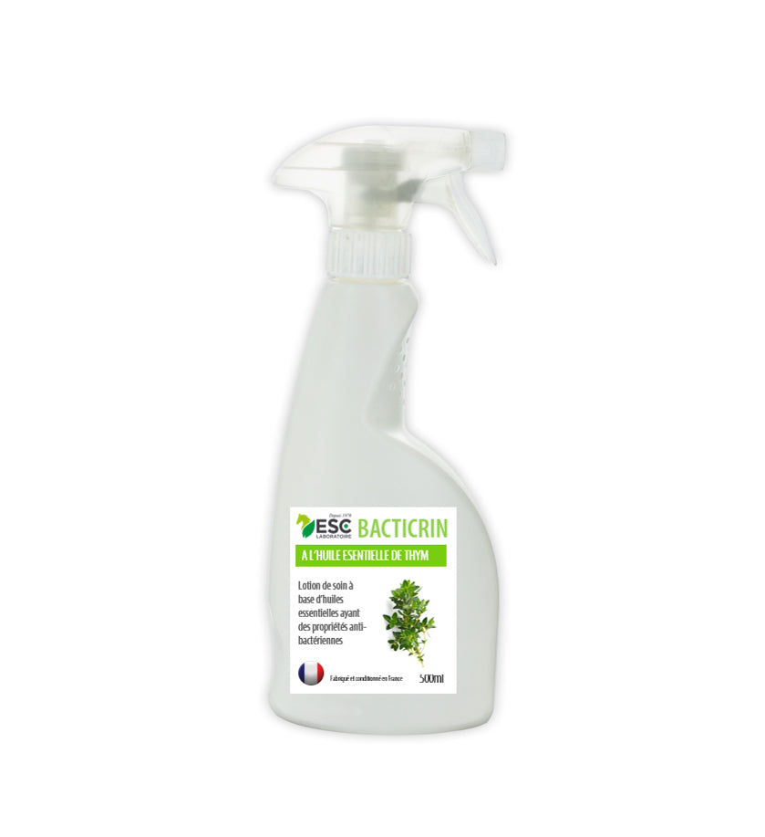 Bacticrin ESC – Lotion Purifiante Cheval aux Huiles Essentielles Tea Tree, Thym, Girofle