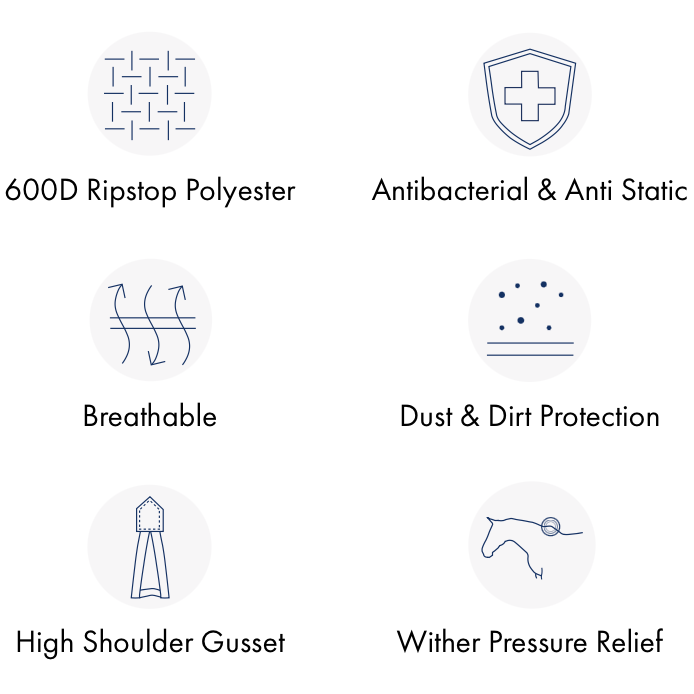 Couverture d’Écurie Lucanta 200g Demi Stable | Polyester 600D Respirant & Coussin de Garrot
