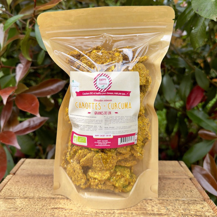 Crackers Cheval Carottes Curcuma – Happy Crackers – Biscuits Bio Sains et Gourmands