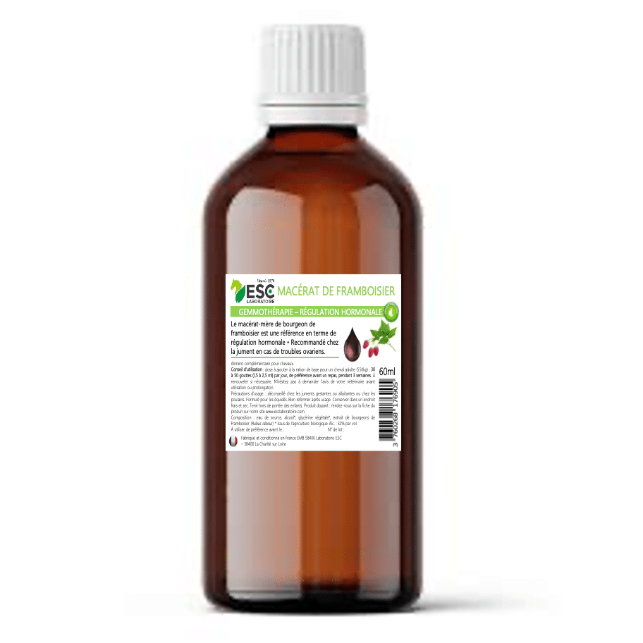 Macérat de bourgeon de framboisier cheval – Régulation hormonale juments – ESC Laboratoire