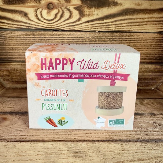 Happy Wild Detox Carottes Pissenlit Bio – Happy Crackers – Jouet Friandise Cheval Détoxifiant