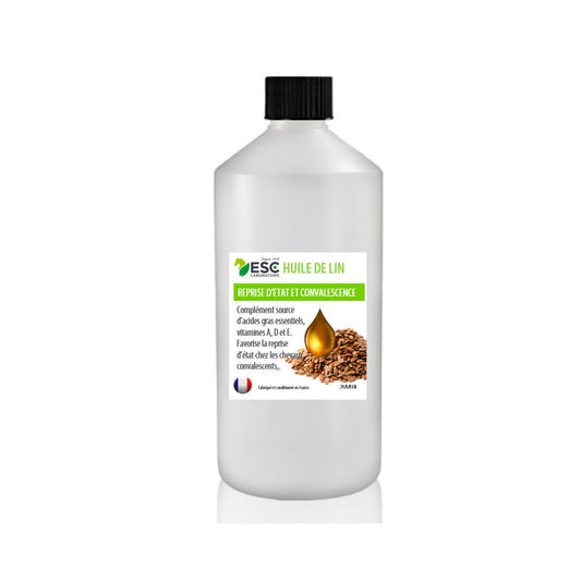 Huile de Lin cheval – Oméga 3 naturel – ESC Laboratoire – Brillance & santé de la robe
