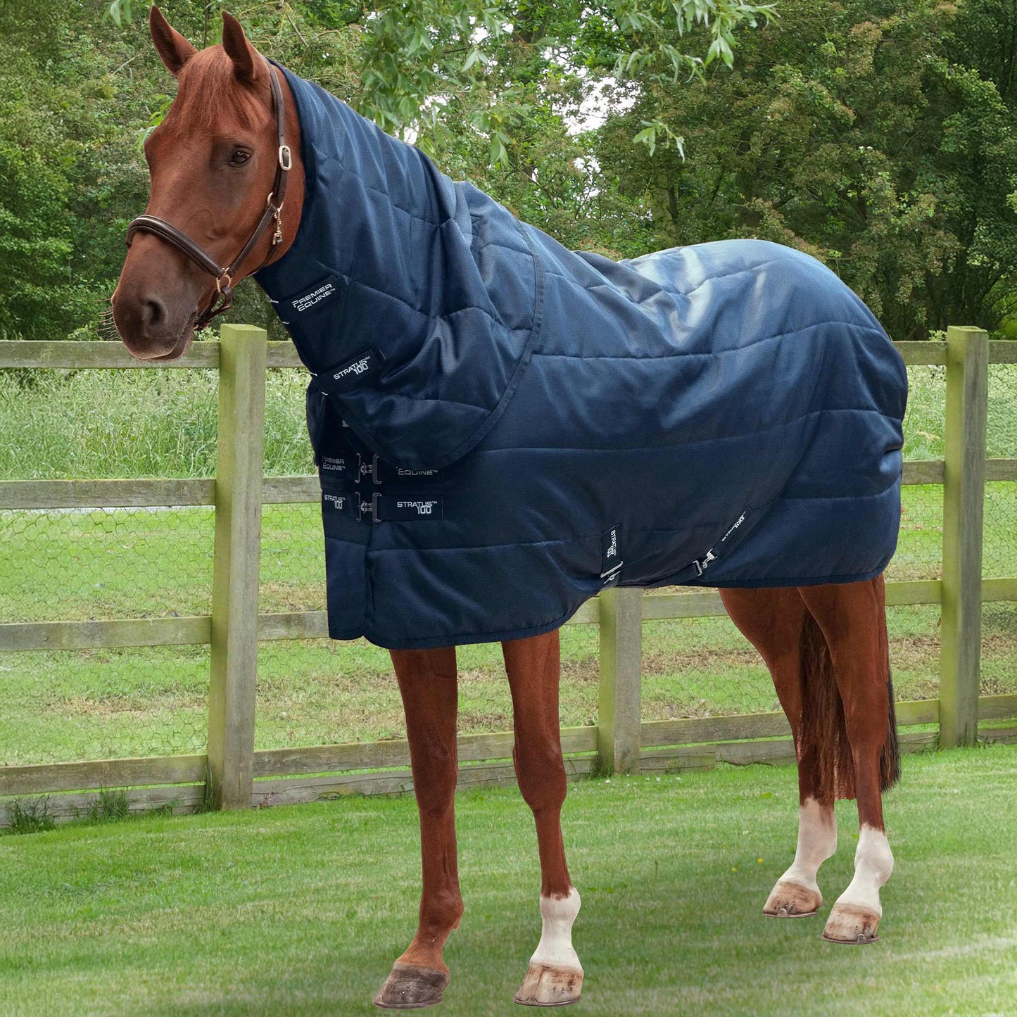Couverture d’écurie Stratus 100g avec Couvre-Cou Premier Equine – Polyester Ripstop 420D Respirant et Confortable