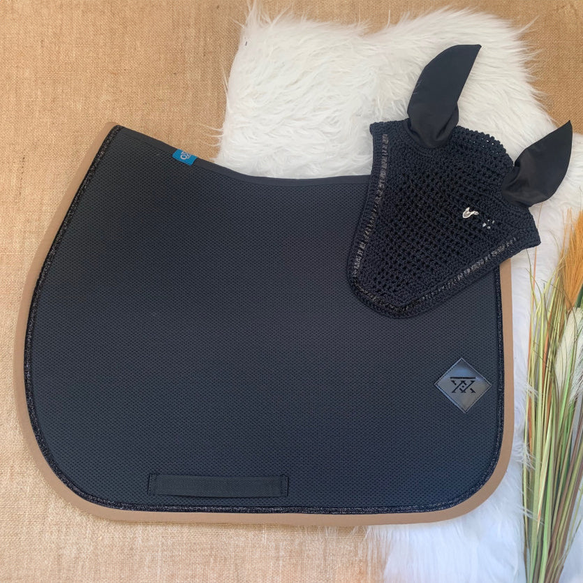 Tapis de Selle Oxxer Mesh Noir Bord Couleur – Respirant et Élégant