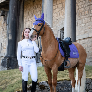 Tissu Lycra Extensible Violet - Motif Cheval Et Cavalier - 1 Mètre De Long, 44 Pouces De Large