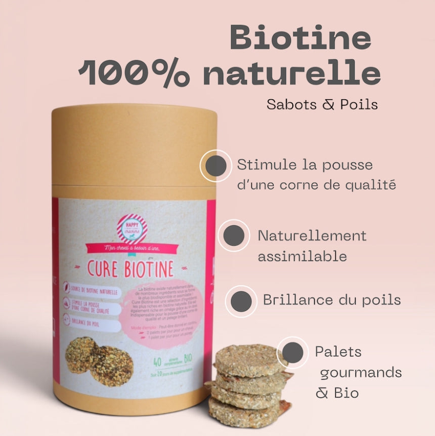 Biotine Bio pour Chevaux – Stimule la Pousse de la Corne et la Brillance du Poil | Happy Crackers