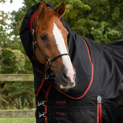 Couverture Titan 450g Premier Equine avec Couvre Cou - Protection Hivernale Ultime