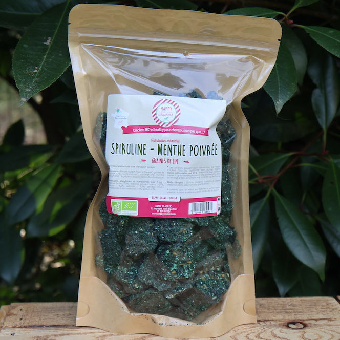 Crackers Spiruline Menthe poivrée – Friandise naturelle pour cheval - Happy Crackers