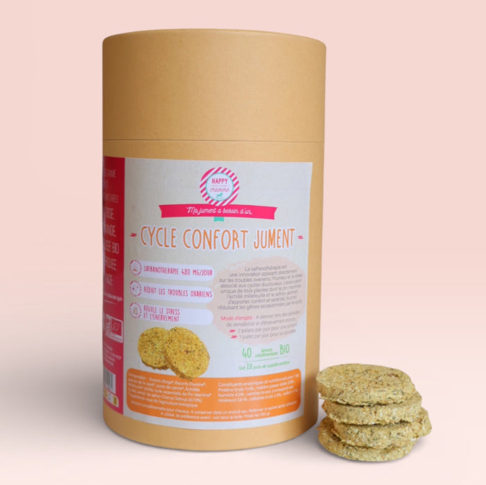 Cycle Confort Jument au Safran – complément bio cheval | Happy Crackers