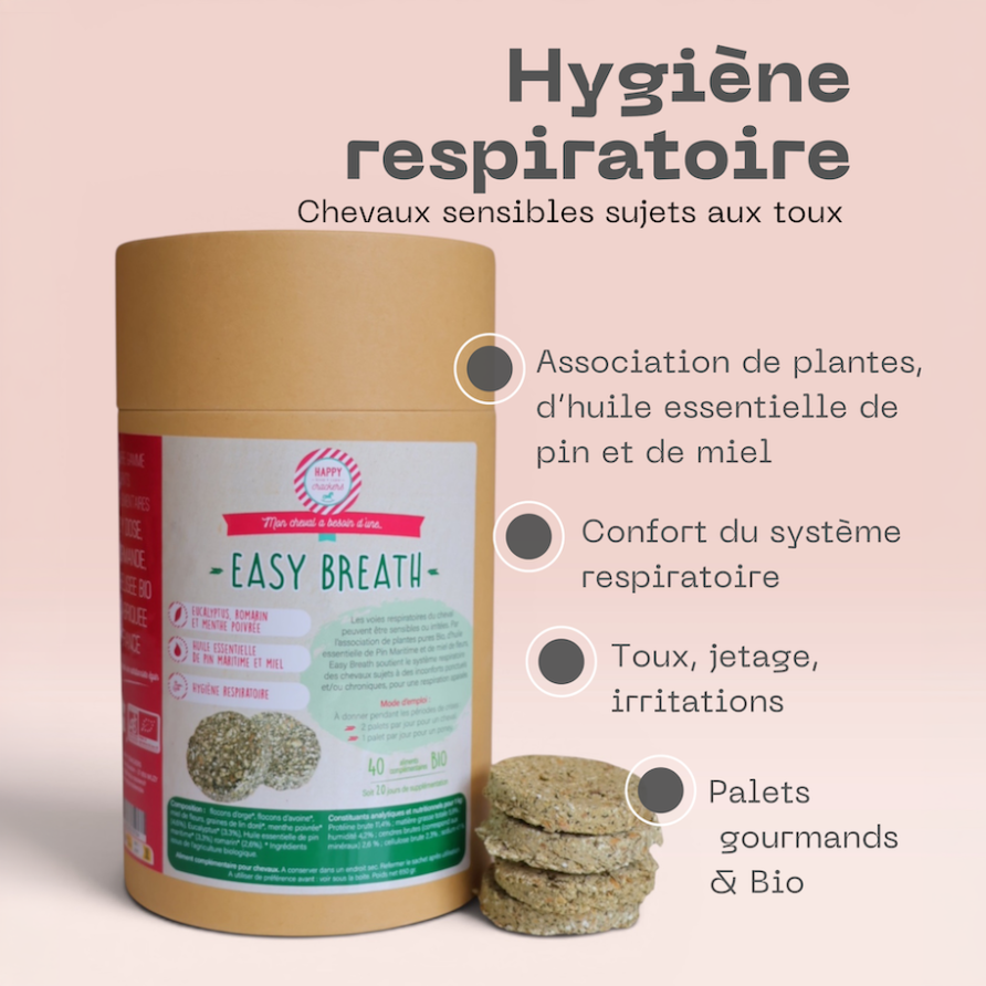 Easy Breath Cheval – Complément Naturel Respiratoire – Palets Gourmands Happy Crackers