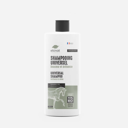 Shampoing universel cheval bio – Nettoyant doux au romarin & pin – Ekinat
