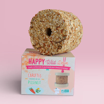 Happy Wild Detox Carottes Pissenlit Bio – Happy Crackers – Jouet Friandise Cheval Détoxifiant