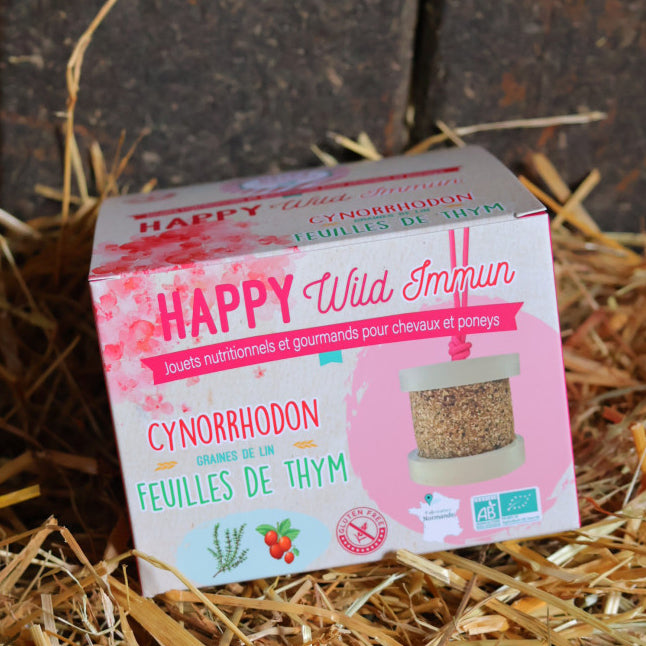 Happy Wild Immun Sans Céréales Baies de Cynorrhodon feuilles de thym Bio - Happy Crackers Jouet Friandise Bio pour Chevaux