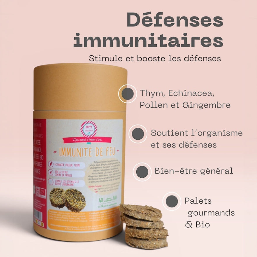 Immunité de Feu Bio – Happy Crackers – Complément Cheval en Palets Gourmands